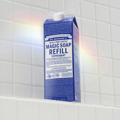 Dr. Bronner's Pure Castile Liquid Soap Bodywash Refill Carton - Peppermint - 32 fl oz: Vegan Dye-Free Formula