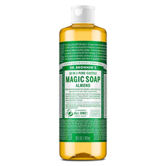 Dr. Bronner's Magic Pure Castile Liquid Soap Bodywash - Almond - 16 fl oz: For Face, Hair, Hands, Whole Body, Sensitive Skin
