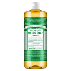 Dr. Bronner's Magic Pure Castile Liquid Soap Bodywash - Almond - 32 fl oz: Paraben-Free, Vegan, Whole Body Use