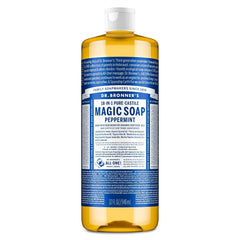 Dr. Bronner's Magic Pure Castile Liquid Soap Bodywash - Peppermint - 32 fl oz: Basic Cleansing, Vegan, Whole Body, Made Without Parabens