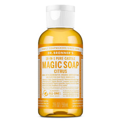 Dr. Bronner's Magic Pure Castile Liquid Soap Hand & Bodywash - Citrus - 2 fl oz: Vegan, Ethyl Alcohol-Free, Non-Toxic, Whole Body